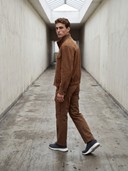 Faux Suede Bomber Jacket, Cargo Pants Fashion Set, Men's 2 Piece Casual Outfit