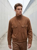 Faux Suede Bomber Jacket, Cargo Pants Fashion Set, Men's 2 Piece Casual Outfit