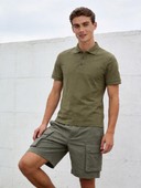Classic Pique Polo Shirt, Multi-Pocket Cargo Shorts Matching Set, Men's 2 Piece Summer Outfit
