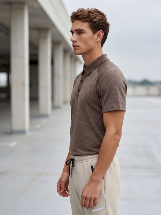 Raglan Sleeve Polo Shirt & Zipper Pocket Track Pants Matching Set, Men's 2 Piece Casual Outfit