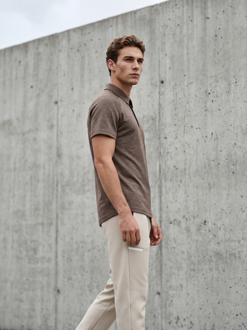 Raglan Sleeve Polo Shirt & Zipper Pocket Track Pants Matching Set, Men's 2 Piece Casual Outfit