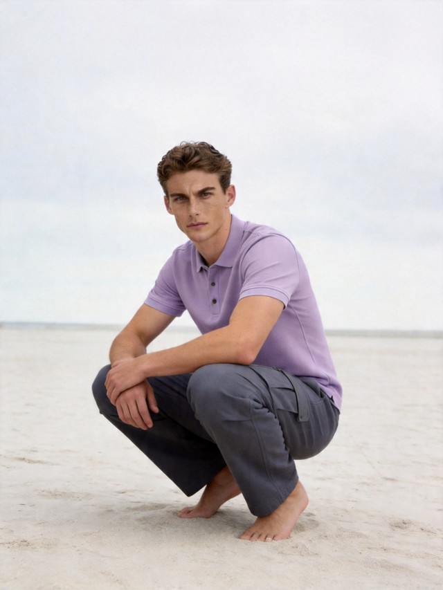 Classic Pique Polo Shirt & Multi-Pocket Cargo Pants Matching Set, Men's 2 Piece Casual Outfit