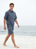 Men's 2 Piece Summer Short Set, Half Zip Polo Top, Multi Pocket Cargo Shorts Casual Beach Tracksuit Set