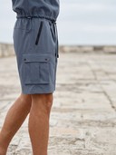Men's 2 Piece Summer Short Set, Half Zip Polo Top, Multi Pocket Cargo Shorts Casual Beach Tracksuit Set