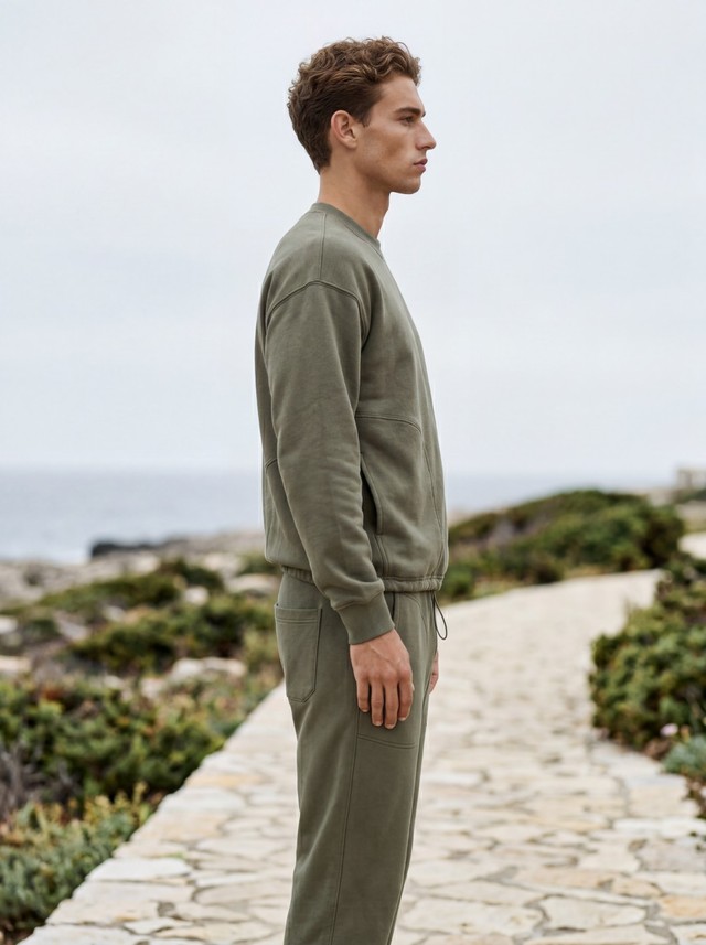 Crewneck Oversized Sweatshirt, Drawstring Jogger Pants Loungewear Set, Men's 2 Piece Sweat Suit