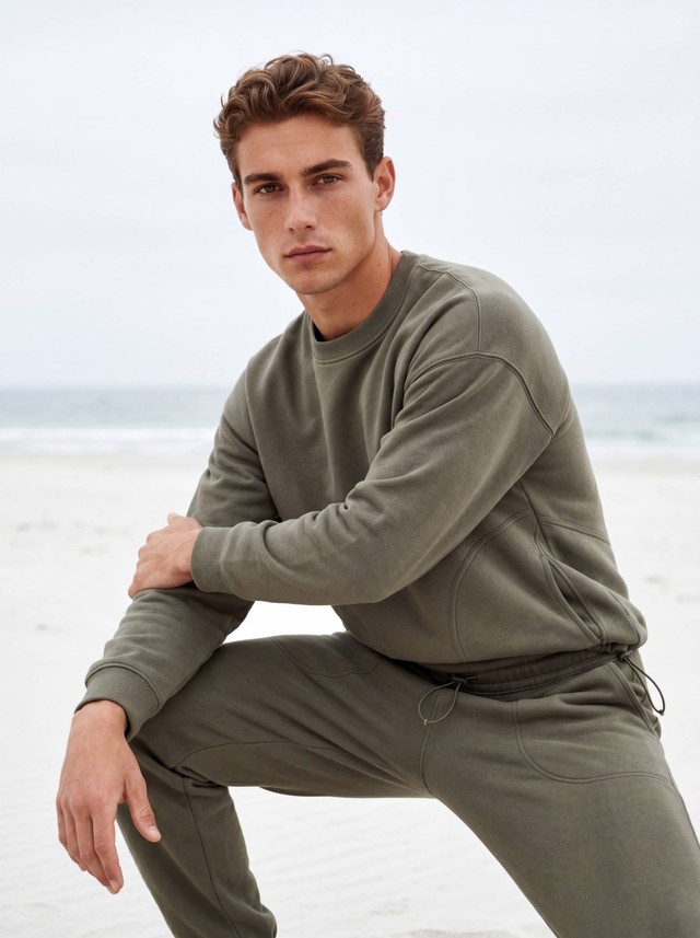 Crewneck Oversized Sweatshirt, Drawstring Jogger Pants Loungewear Set, Men's 2 Piece Sweat Suit