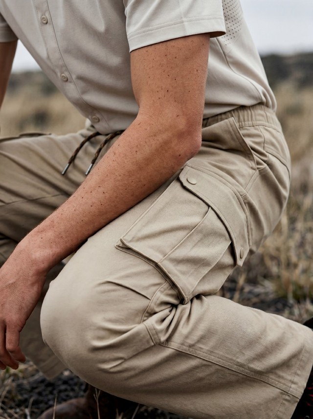 Perforated Short Sleeve Shirt, Drawstring Cargo Pants Matching Set, Men's 2 Piece Summer Outfit