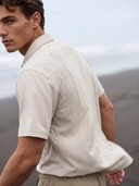 Perforated Short Sleeve Shirt, Drawstring Cargo Pants Matching Set, Men's 2 Piece Summer Outfit