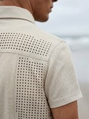 Perforated Short Sleeve Shirt, Drawstring Cargo Pants Matching Set, Men's 2 Piece Summer Outfit