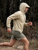 Men's 2 Piece Running Outfit, Hooded Windproof Jacket, Quick Dry Athletic Shorts Workout Set
