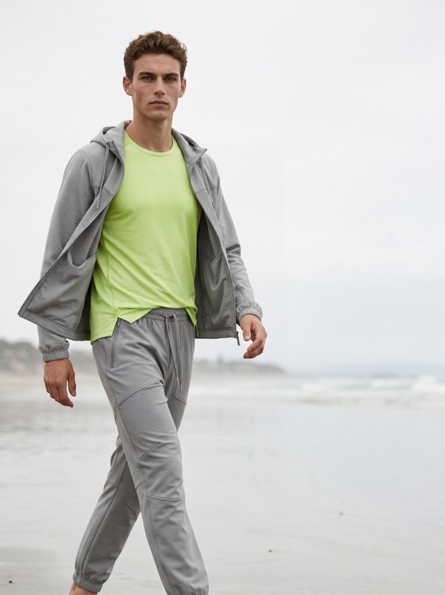 Hooded Jacket, Quick Dry Tee & Tapered Jogger Pants Workout Outfit, Men's 3 Piece Athletic Set