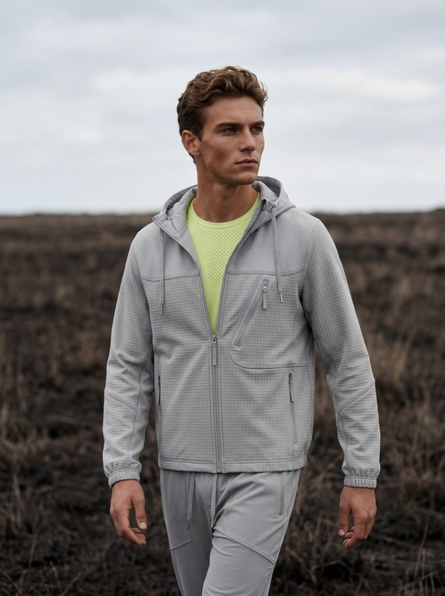 Hooded Jacket, Quick Dry Tee & Tapered Jogger Pants Workout Outfit, Men's 3 Piece Athletic Set