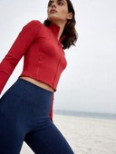 High-Waisted Yoga Leggings Athletic Outfit, Women's 2 Piece Workout Set, Cropped Full-Zip Jacket