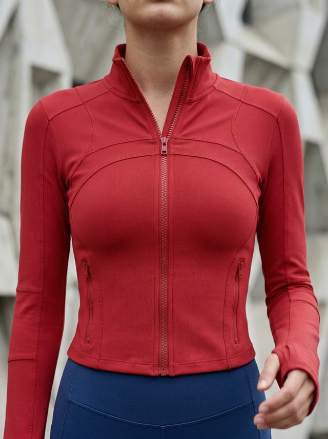 High-Waisted Yoga Leggings Athletic Outfit, Women's 2 Piece Workout Set, Cropped Full-Zip Jacket