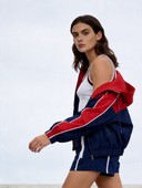 Color Block Windbreaker, Striped Trim Tank & Drawstring Shorts Athletic Outfit, Women's 3 Piece Tracksuit Set