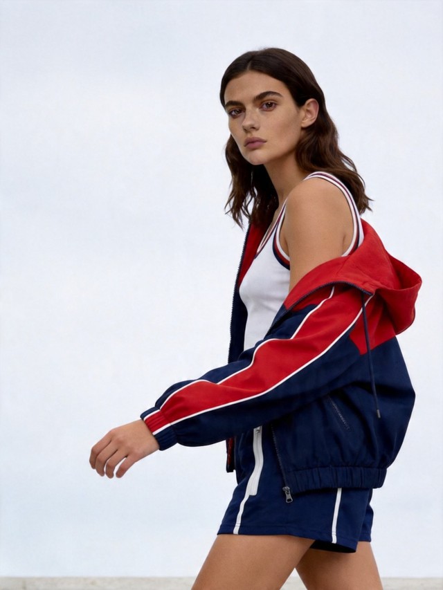 Color Block Windbreaker, Striped Trim Tank & Drawstring Shorts Athletic Outfit, Women's 3 Piece Tracksuit Set