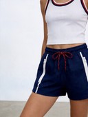 Color Block Windbreaker, Striped Trim Tank & Drawstring Shorts Athletic Outfit, Women's 3 Piece Tracksuit Set