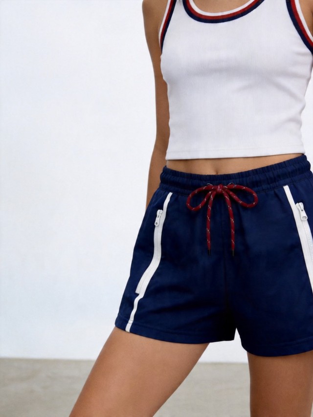 Color Block Windbreaker, Striped Trim Tank & Drawstring Shorts Athletic Outfit, Women's 3 Piece Tracksuit Set