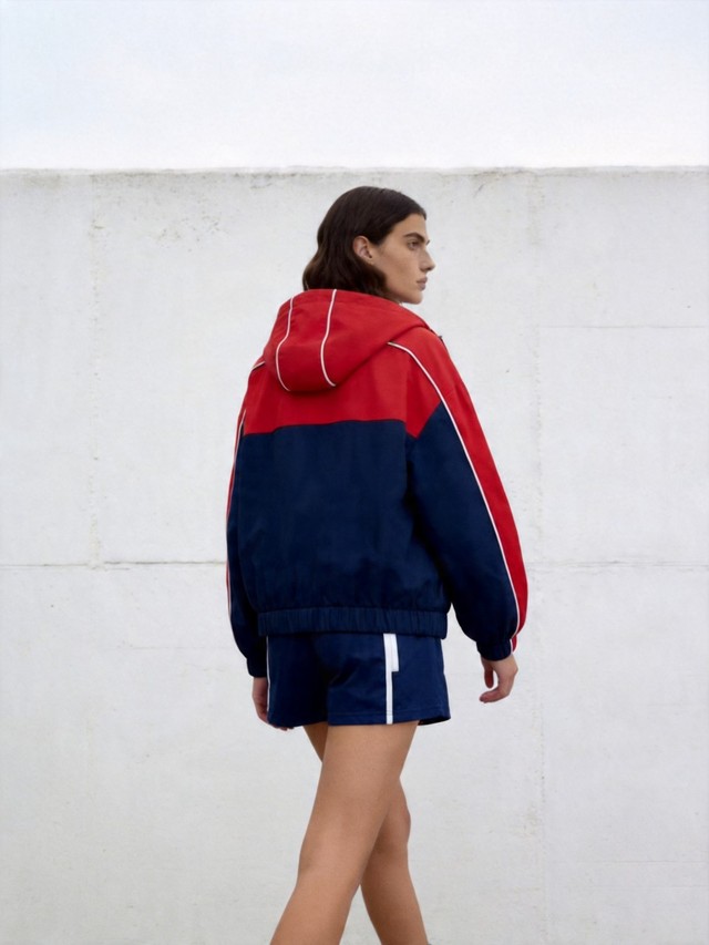 Color Block Windbreaker, Striped Trim Tank & Drawstring Shorts Athletic Outfit, Women's 3 Piece Tracksuit Set