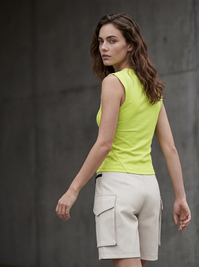 Structured Seam Sleeveless Tank Top & High Waist Zipper Pocket Cargo Bermuda Shorts Matching Set, Women's 2 Piece Summer Outfit