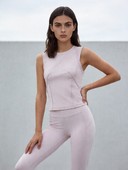 Women's 2 Piece Yoga Workout Set, Structured Seam Sleeveless Tank Top & Contour Stitch High Waisted Leggings Athletic Outfit