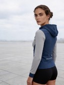 Women's Color Block Hooded Zip Jacket, Asymmetrical Diagonal Panel Full Zip Cropped Athletic Hoodie Sweatshirt for Workout & Loungewear