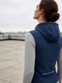 Women's Color Block Hooded Zip Jacket, Asymmetrical Diagonal Panel Full Zip Cropped Athletic Hoodie Sweatshirt for Workout & Loungewear