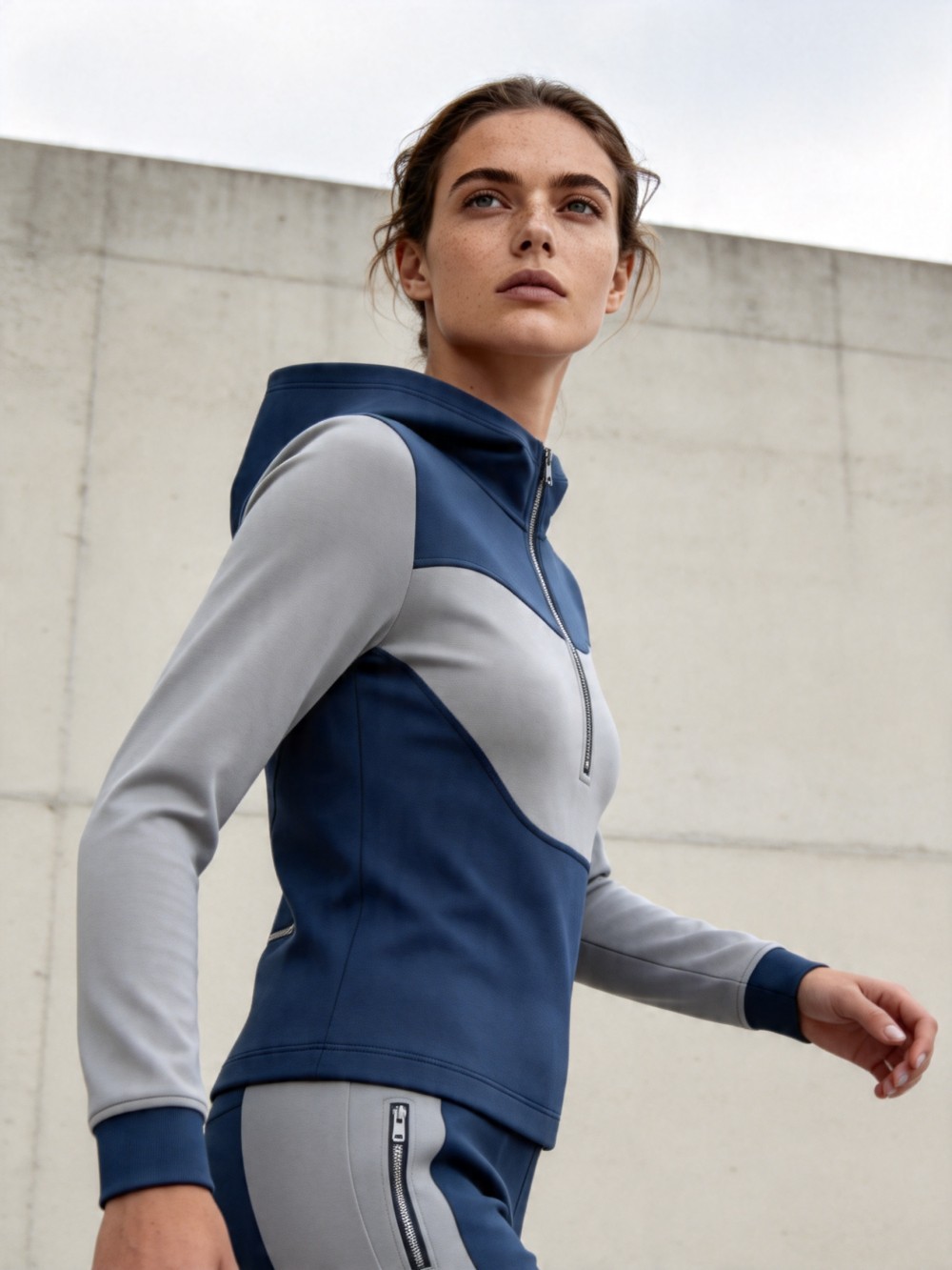 asymmetrical diagonal color block splicing
