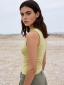 Ruched Mock Neck Tank Top, Barrel Leg Cargo Pants Urban Outfit, Women's 2 Piece Casual Set