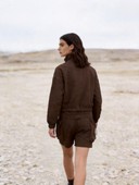 Drawstring Hem Zip Jacket, High Waisted Drawstring Shorts Outfit, Women's 2 Piece Casual Set