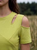 Cutout Shoulder T-Shirt & Drawstring Cargo Shorts Casual Set, Women's 2 Piece Summer Outfit
