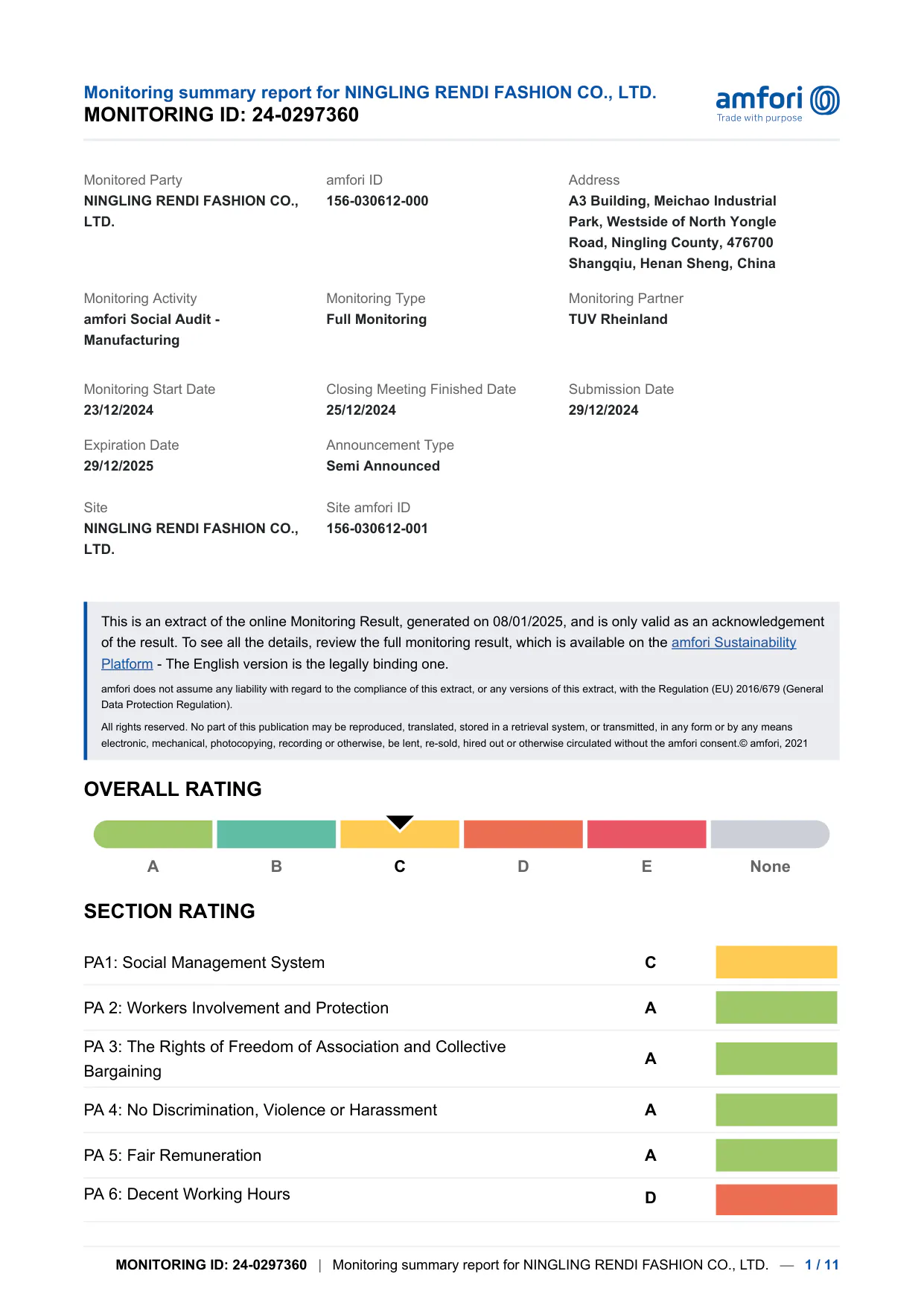 HIGG Certificate